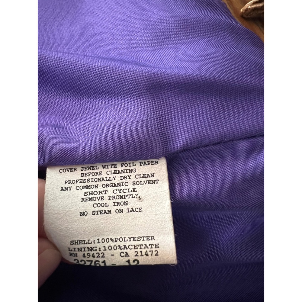 Vintage Jessica McClintock Purple Satin Bubble Dress Gunne Sax Sequin Size 1 - Picture 7 of 11